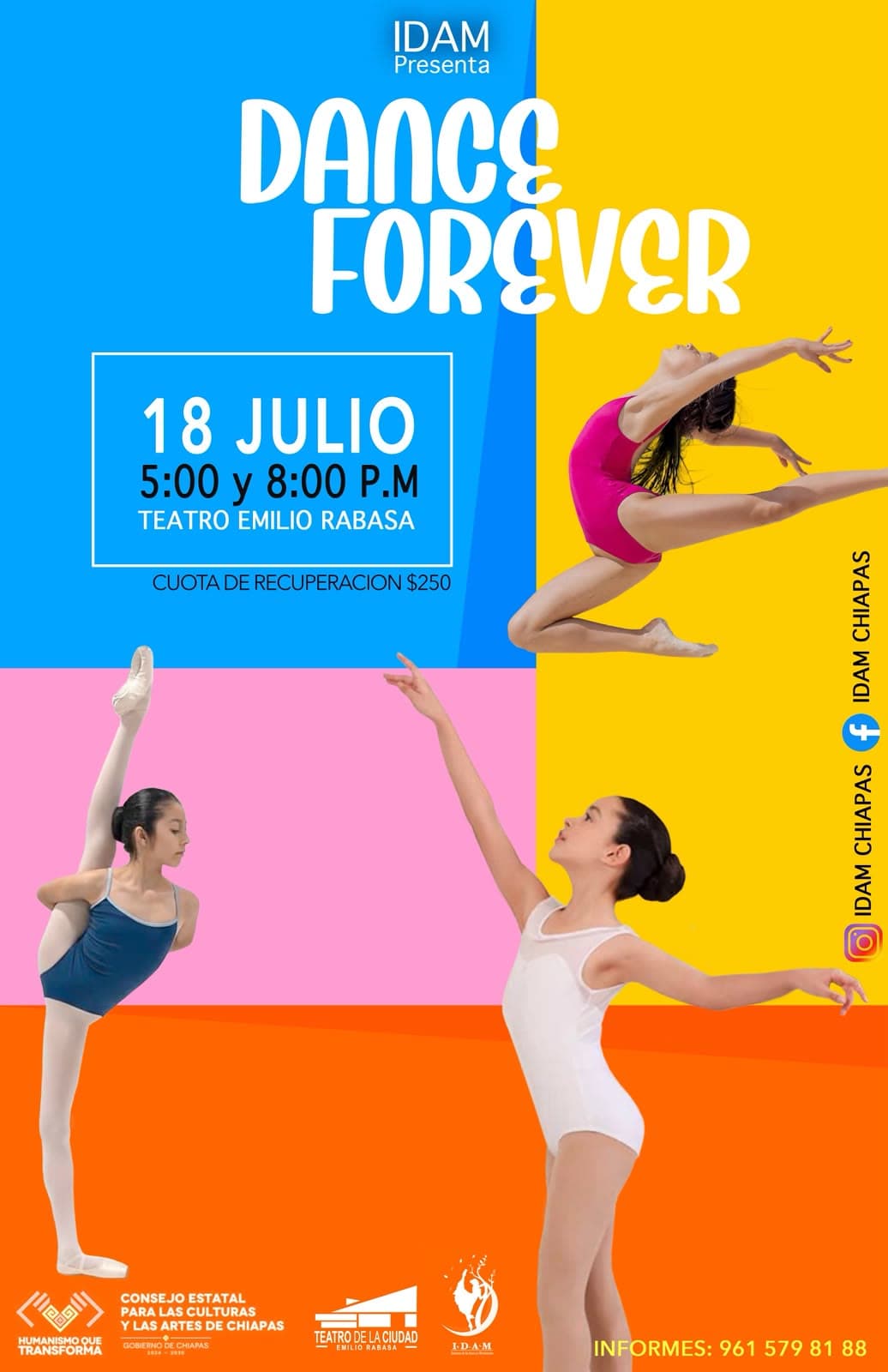 Cartel de Dance Forever, recital IDAM, 18 de julio de 2026